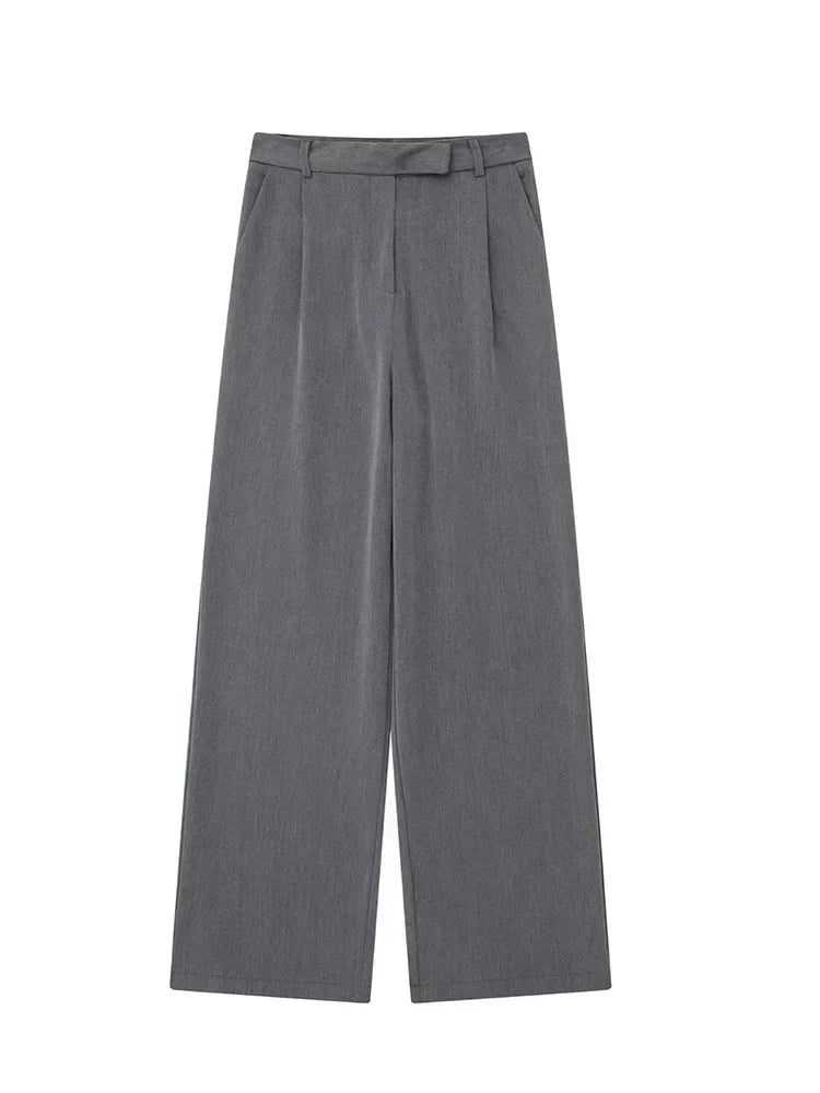 Calça Pantalona Alfaiataria Cinza