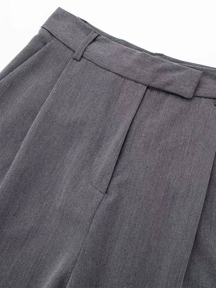 Calça Pantalona Alfaiataria Cinza