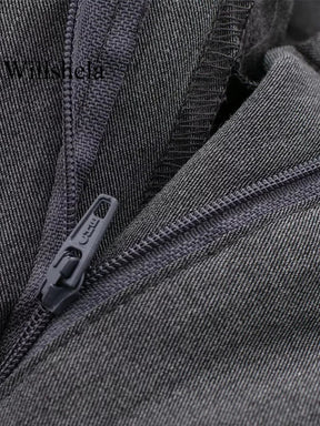 Calça Pantalona Alfaiataria Cinza