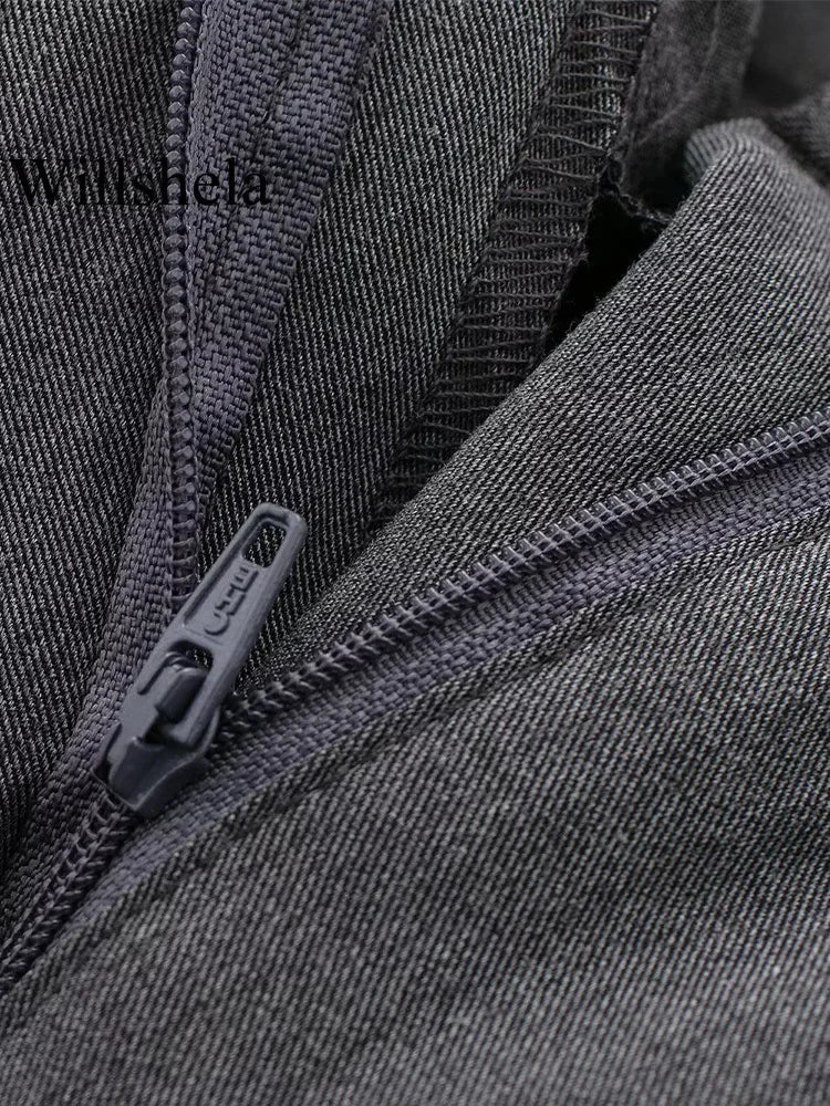 Calça Pantalona Alfaiataria Cinza