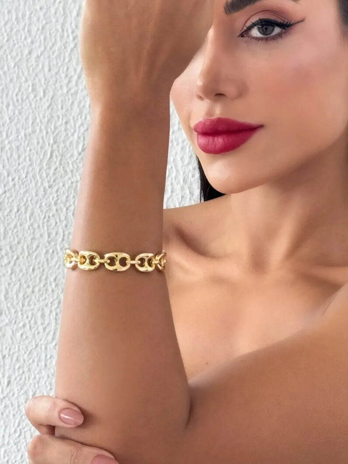 Bracelete Folheado a Ouro 18k Design de Botões Dourado