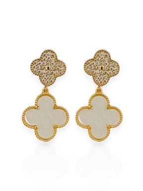 Brinco Folheado a Ouro 18k Inspiração Virginia Resina e Cravejado