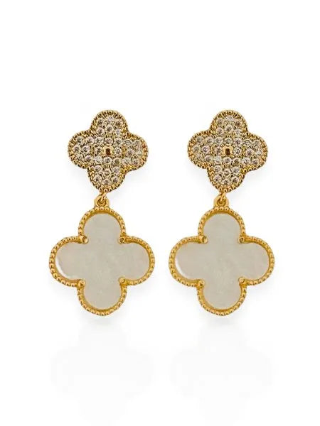 Brinco Folheado a Ouro 18k Inspiração Virginia Resina e Cravejado