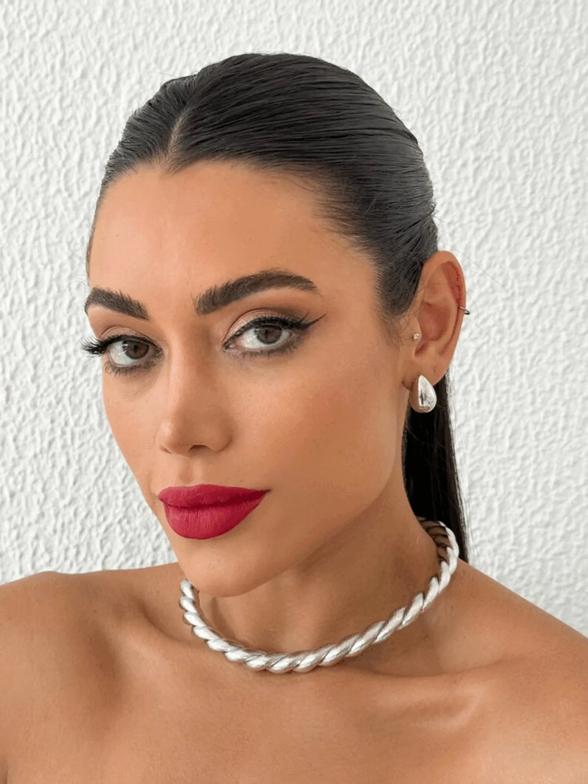 Choker Aro Trançado Prata e Ouro Prateado