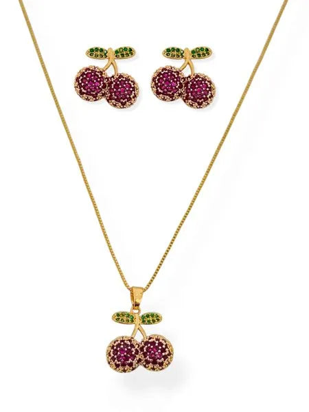 Conjunto Colar e Brinco Design Cereja