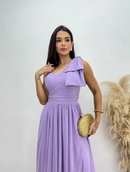 Vestido Longo em Tule Sofia Com Glitter