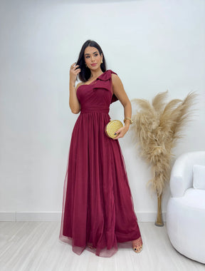 Vestido Longo em Tule Sofia Com Glitter