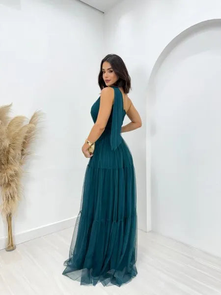 Vestido de Tule Emily Verde Esmeralda