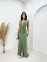 Vestido Longo Nicole Poliamida Verde Oliva